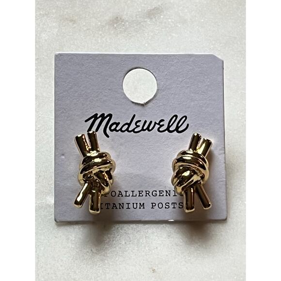 Madewell Knotted Medium Stud Earrings in Pale Gold Tone - Picture 1 of 4